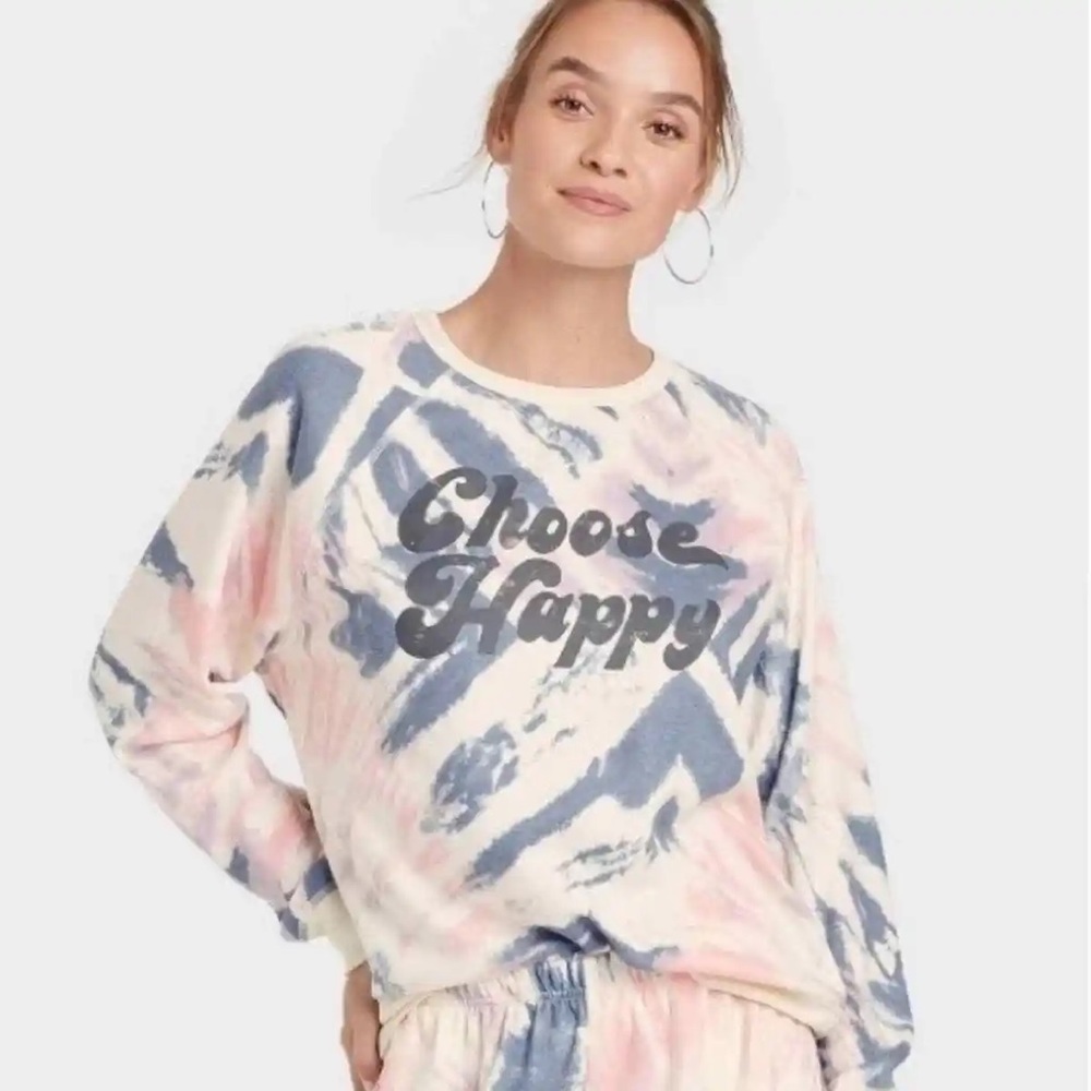 Grayson Threads “CHOOSE HAPPY” Long Sleeve Tie Dye Sweatshirt NWOT